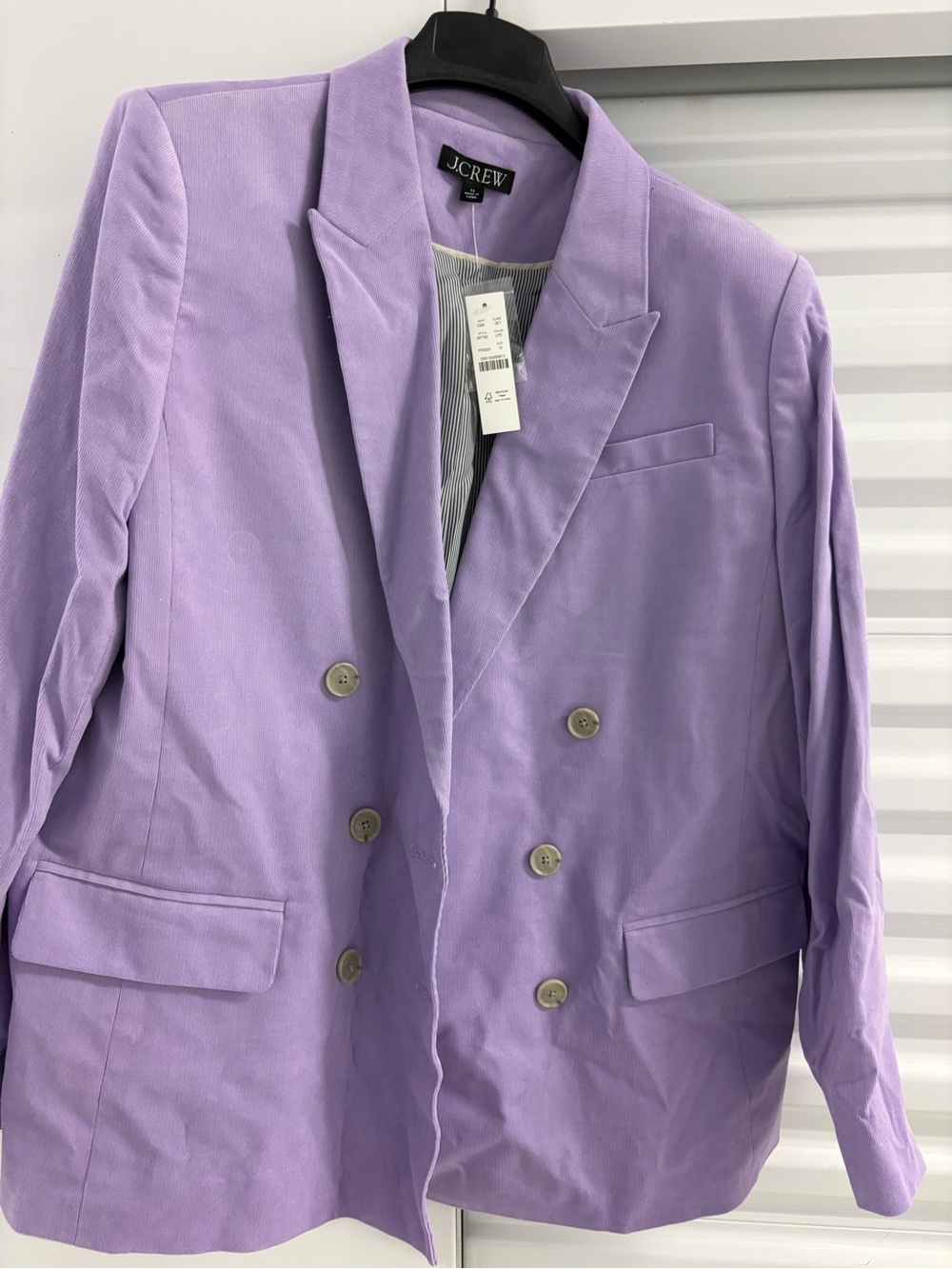 J. Crew Double-Breasted Alfie Blazer in Drapey Corduroy. Size 16. New with tags.